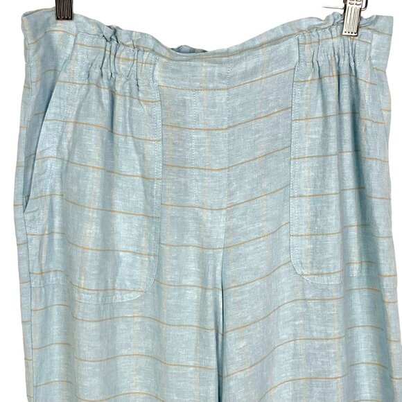 Sharagano Linen Blend Blue Casual Pull On Pants Size M Resort Cruise Lagenlook - Picture 2 of 8
